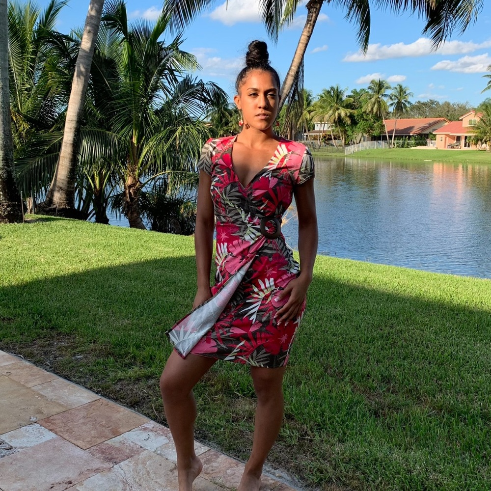 Joseph Ribkoff Pink Floral Midi Dress